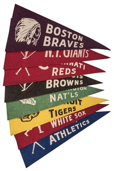 1948 Leaf Baseball Premium Felt Pennants Collection (8 Different)